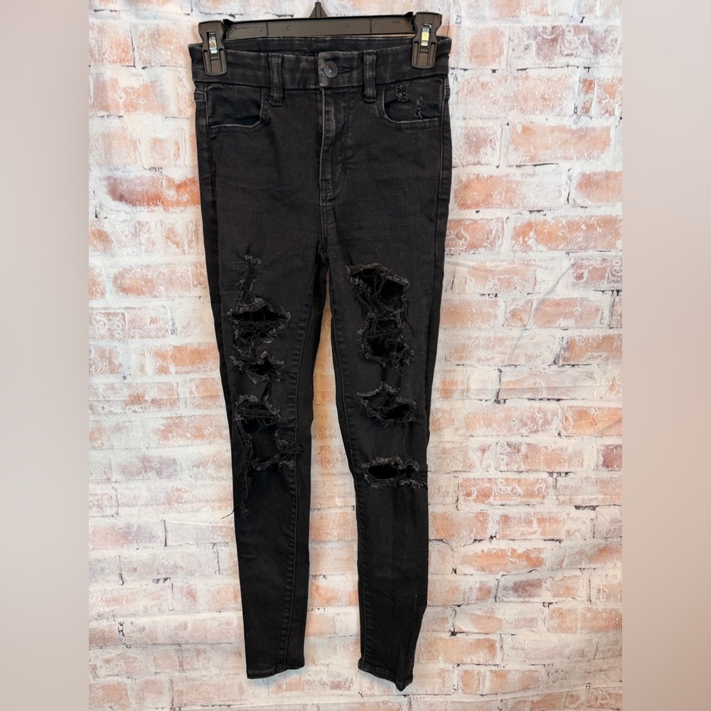 American Eagle Outfitters Black Ripped Skinny Jeans